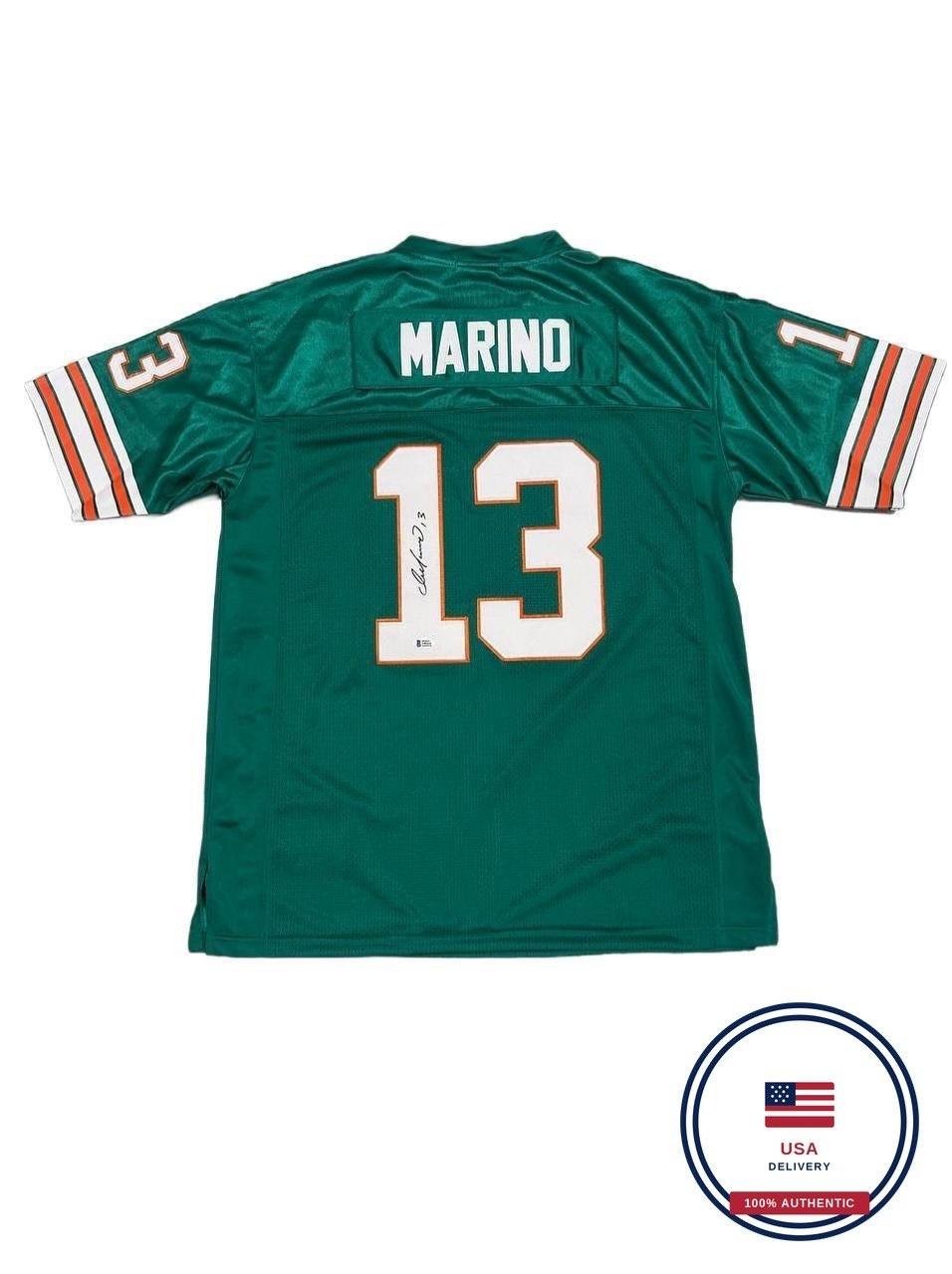 Miami Dolphins Dan Marino #13 Signed Football Jersey Aqua Green NFL BAS COA