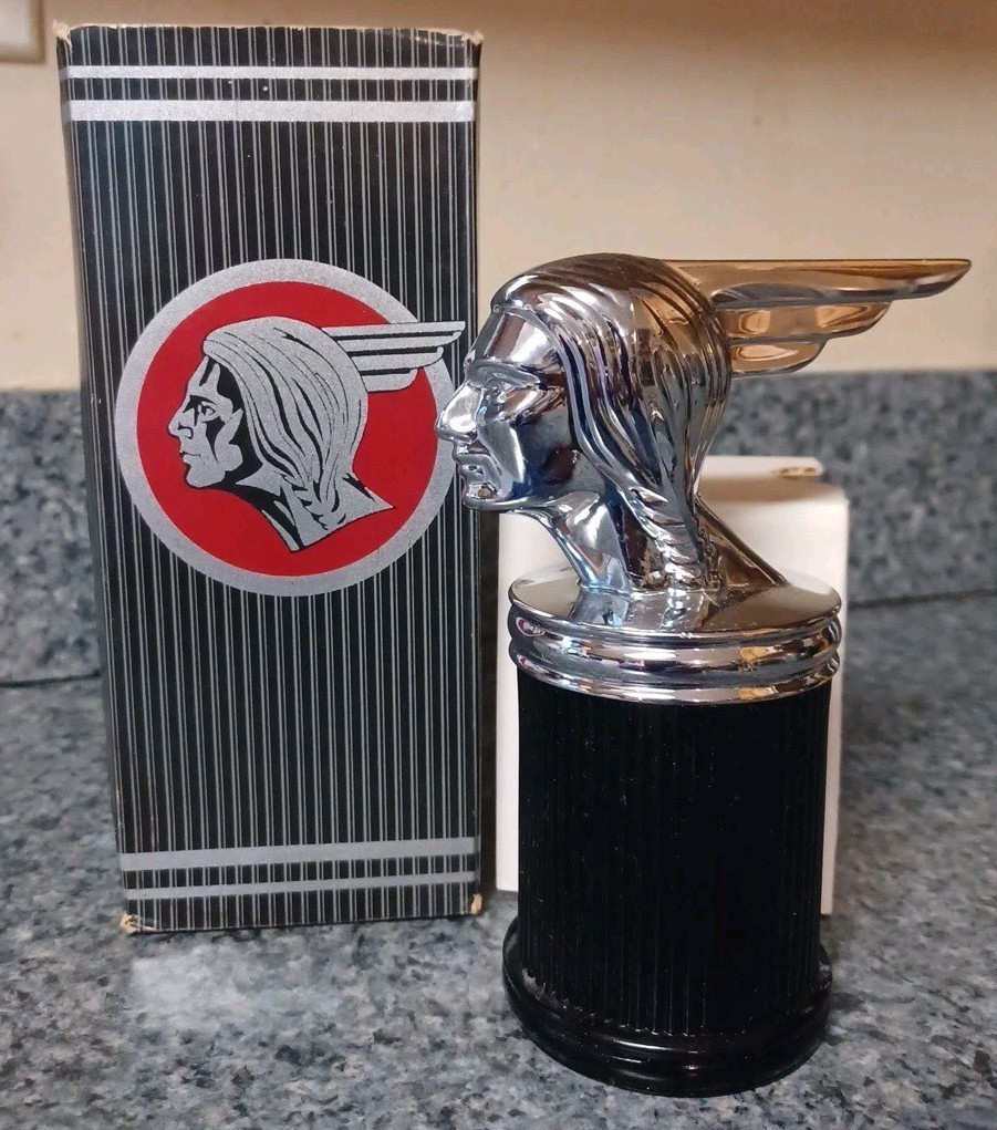 Vintage 1970s Avon Chief Pontiac Hood Ornament Cologne Bottle Decanter With Box