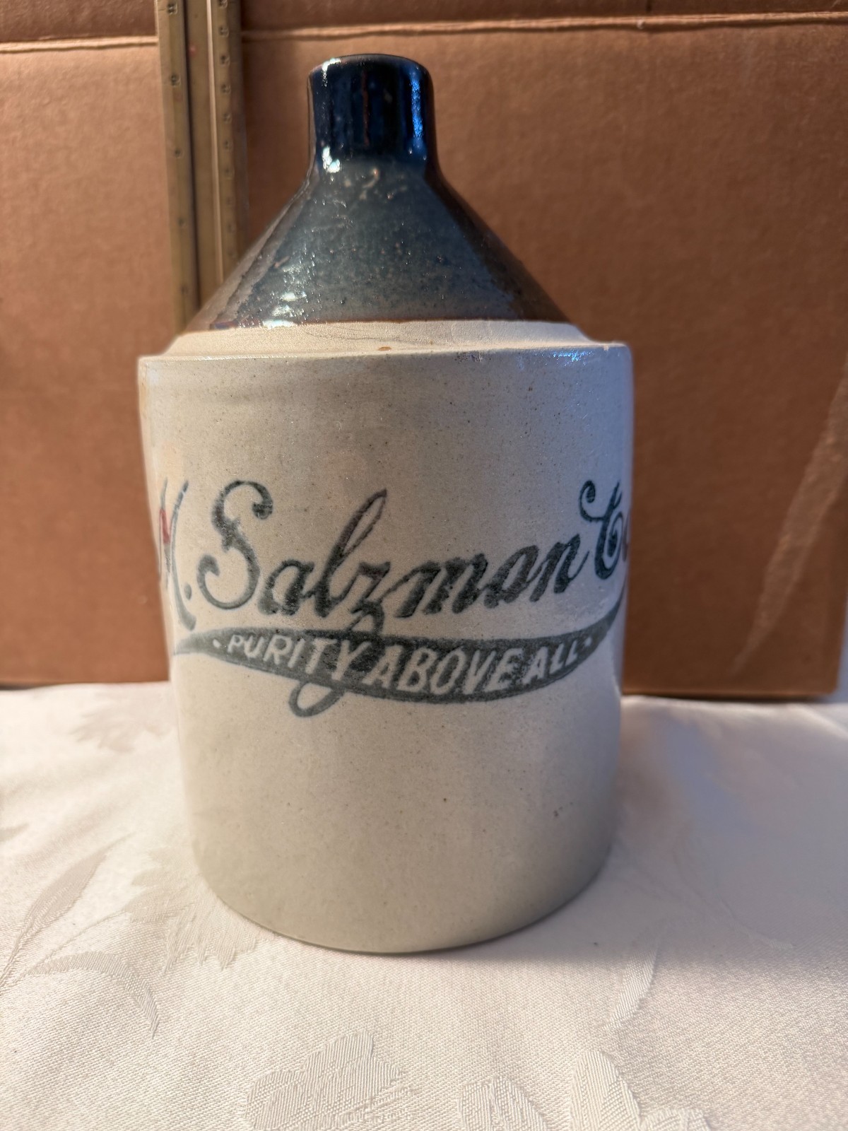 Antique 1/2 Gallon 9” M. Salzman Co Whiskey Jug, RCP Co Akron, Oh Antique 1/2 Gallon 9” M. Salzman Co Whiskey Jug, RCP Co Akron, Oh