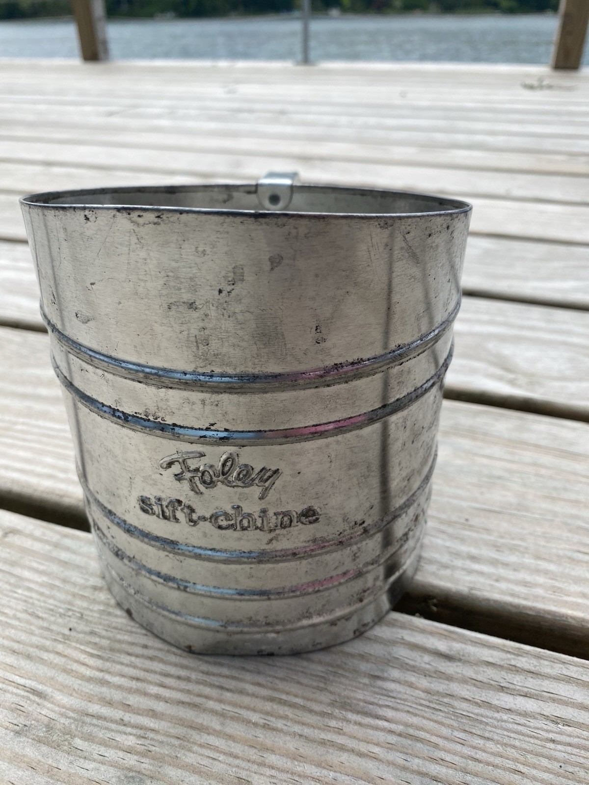 Vintage Foley Sift-Chine Flour Sifter Hand Crank Aluminum Farmhouse VTG