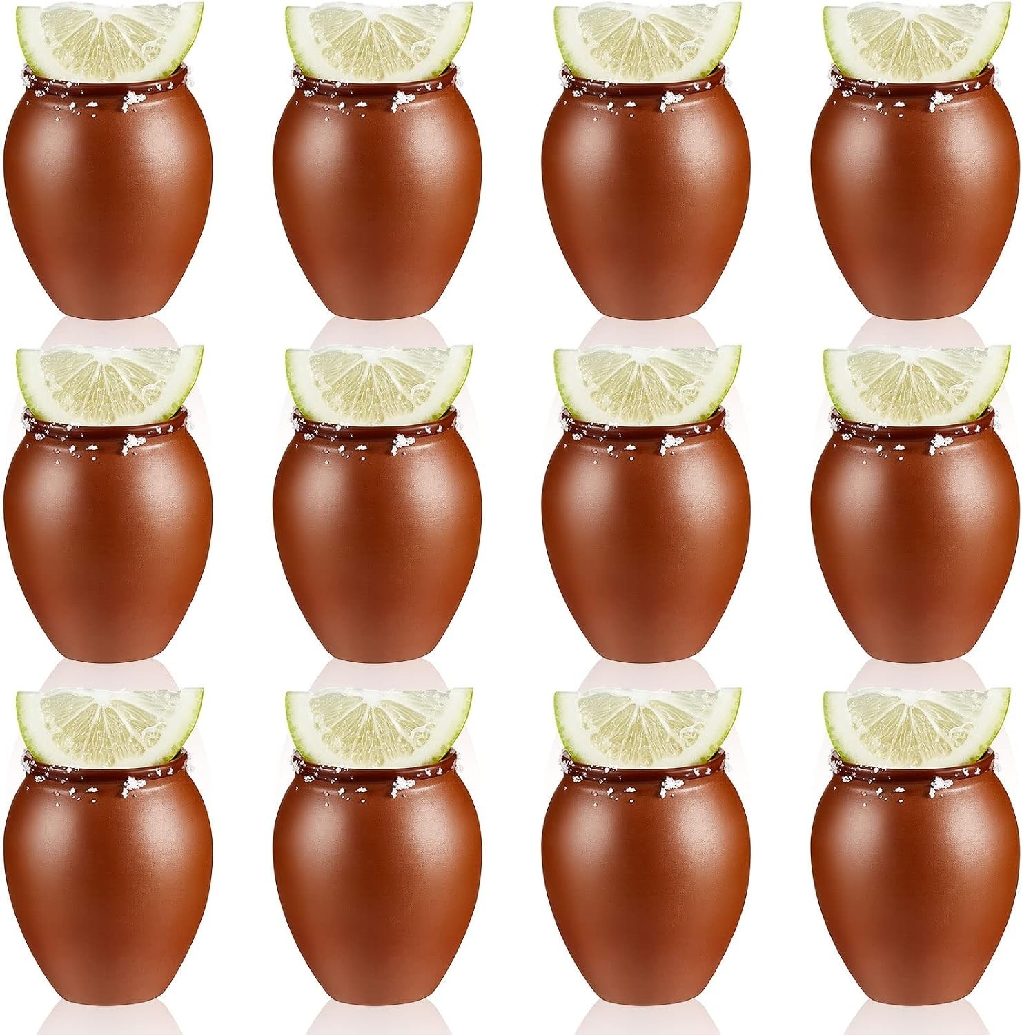 12Pcs 2oz/60ml Cantaritos De Barro Mexicanos,Mini Jarritos De Barro Mexicanos Po