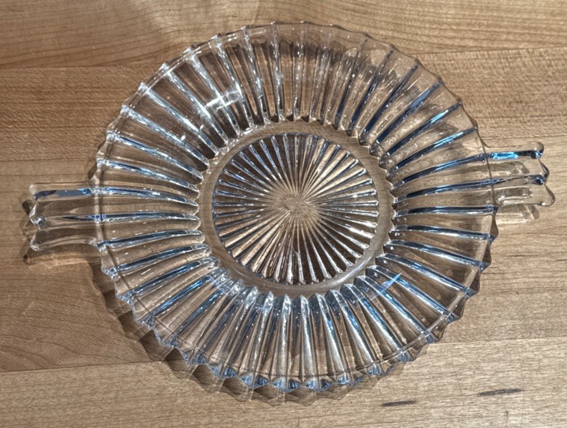 Heisey Glass Crystal Ridgeleigh Handled 6 1/2” Plate
