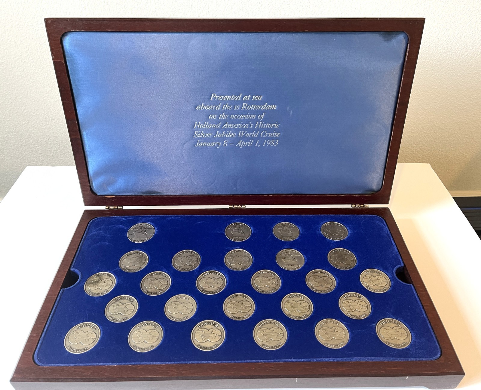 Holland America SS Rotterdam Silver Jubilee World Cruise Token Coins
