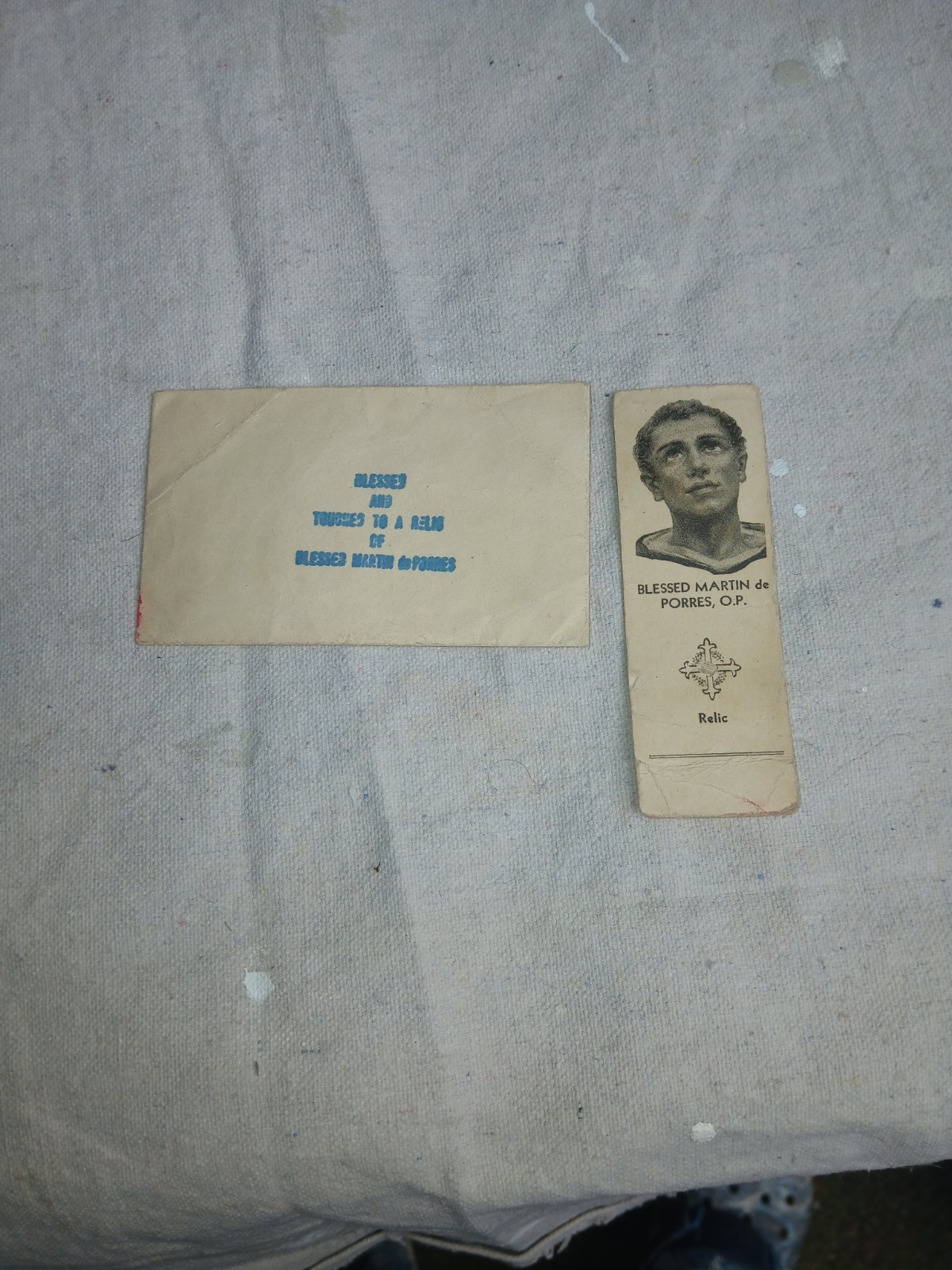 ST. MARTIN DE PORRES Relic Card Authentic Linen Swatch With Original Envelope