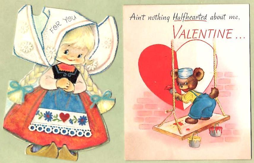 VALENTINE\'S DAY CARDS ~ Vintage Lot of Two ~ 