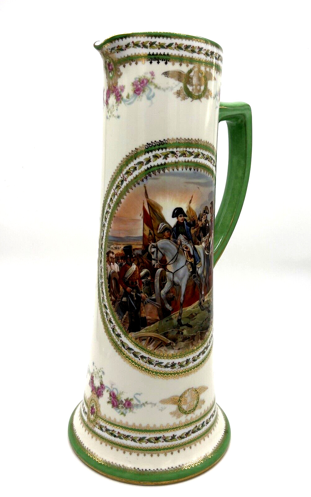 Porcelain Pitcher Antique Count Thun Austria Bataille De Friedland Circa 1900