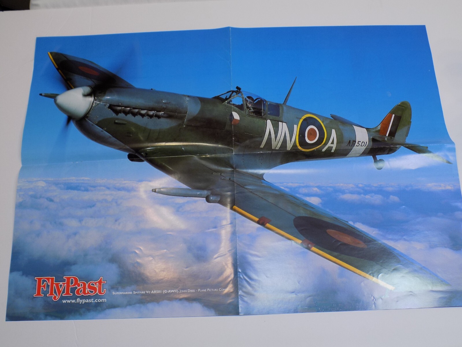 Fly Past Magazine Poster Supermarine Spitfire VC AR501 Air Plane Diagram Vintage