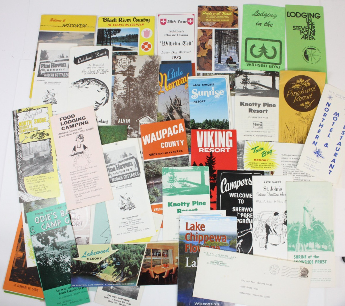 38 Vintage Northern Wisconsin Brochures, Guides, and Maps. 1960's, 1970's