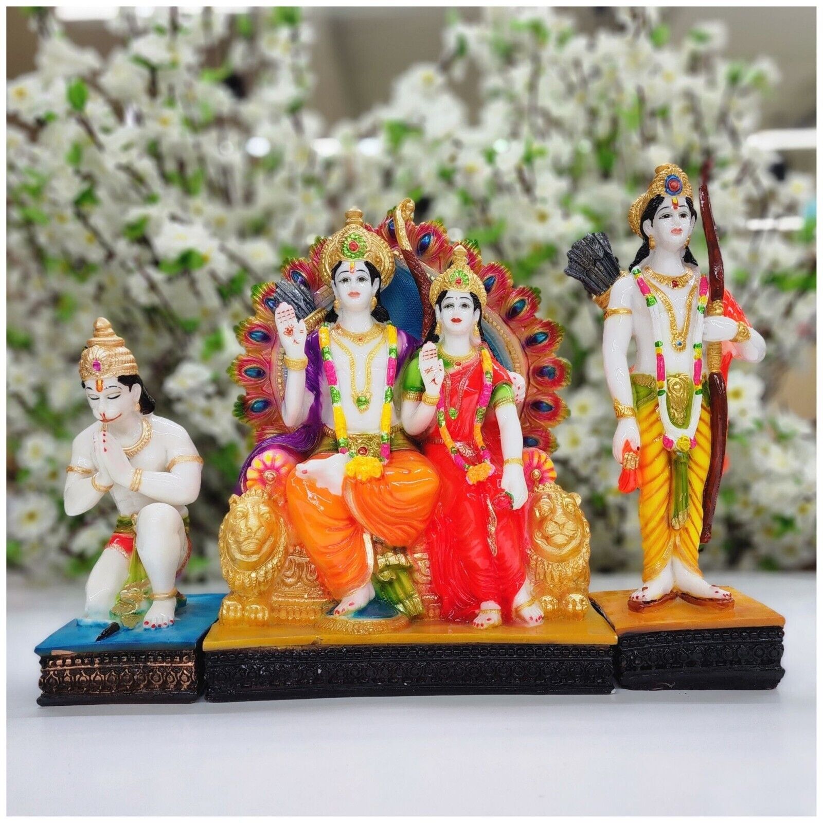 Ram darbar Statue Resin Lord Ram Family Idols Hindu God Goddess Sculpture Decor