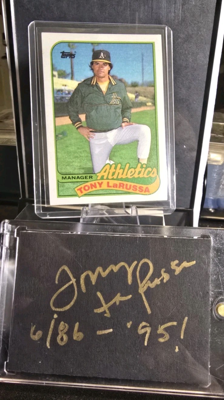 ​Tony LaRussa Signed Cut Autograph + 1988 Topps #344 Oakland A's HOF Manager Lot
