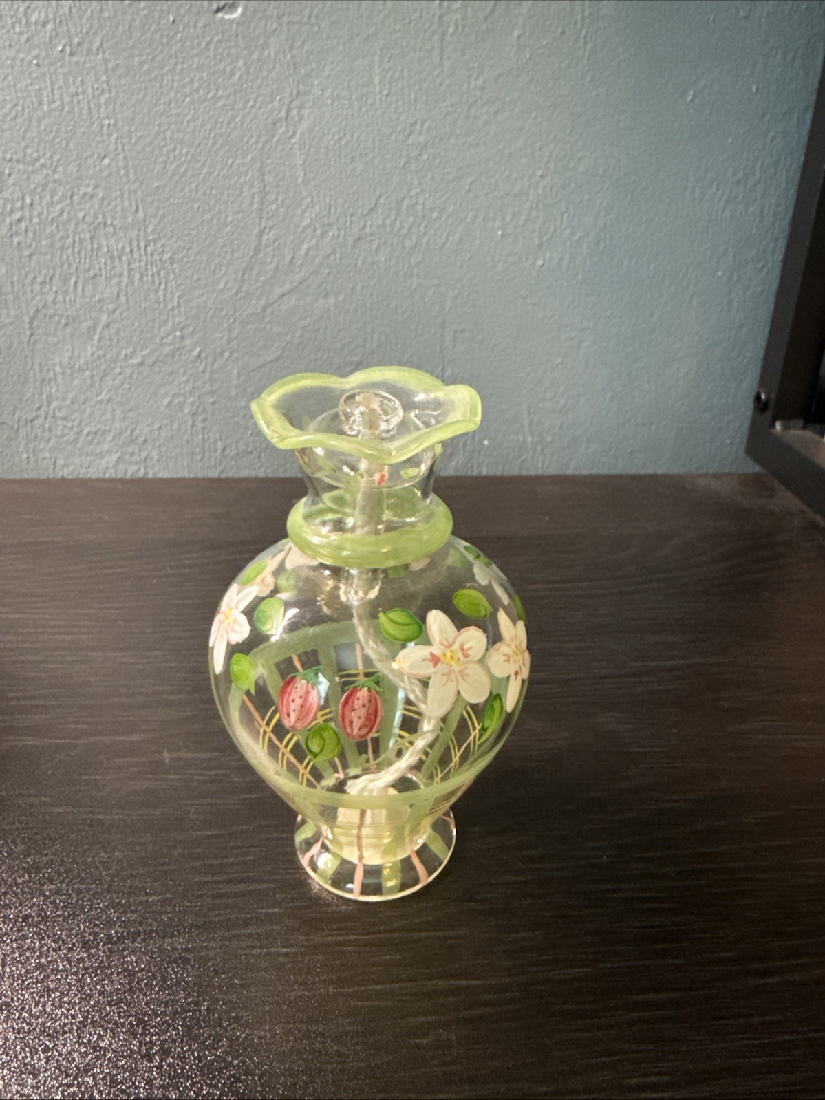 Vintage Princess House Painted Glass Perfume Bottle 