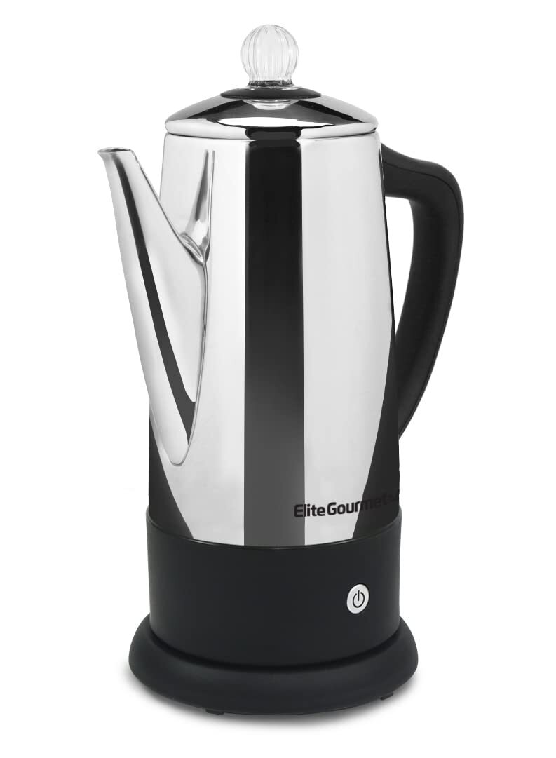 Elite Gourmet 12 Cup Stainless Steel Coffee Percolator with Keep Warm Feature Elite Gourmet 12 Cup Stainless Steel Coffee Percolator with Keep Warm Feature