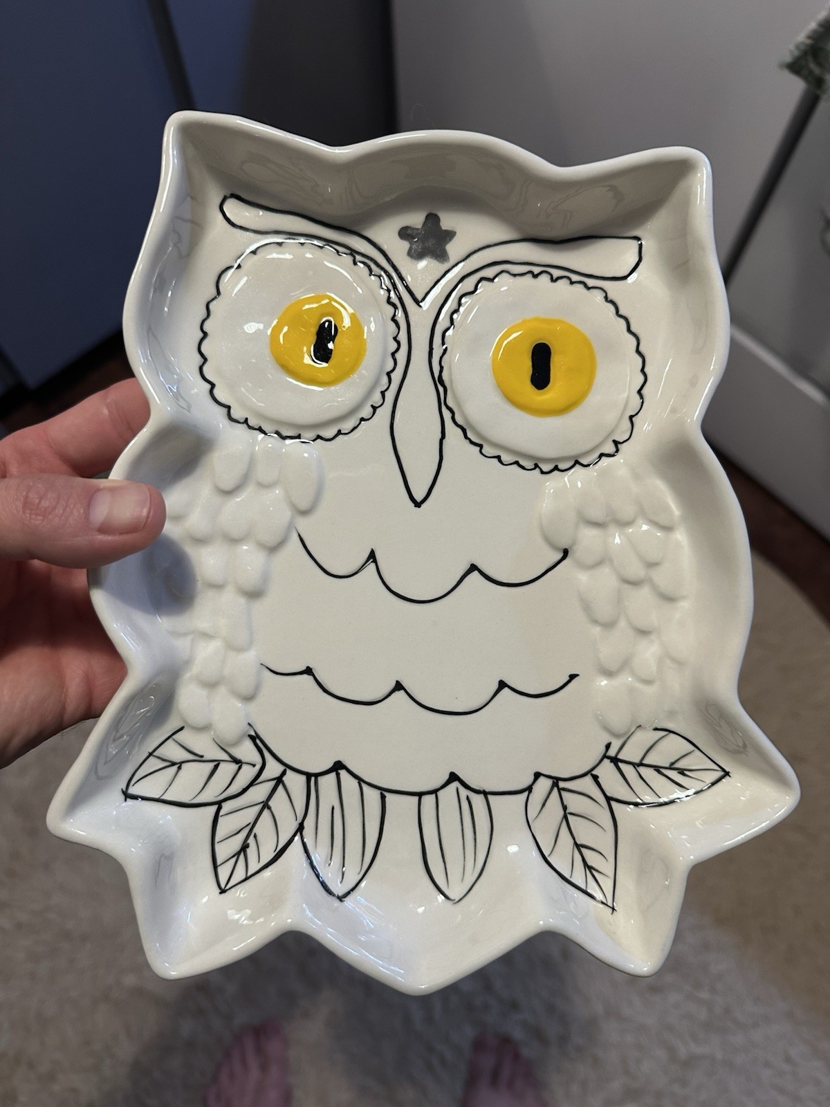 Francesca Kaye Anthropologie Owl Shaped Ceramic Dish Bird Decorative Collectible