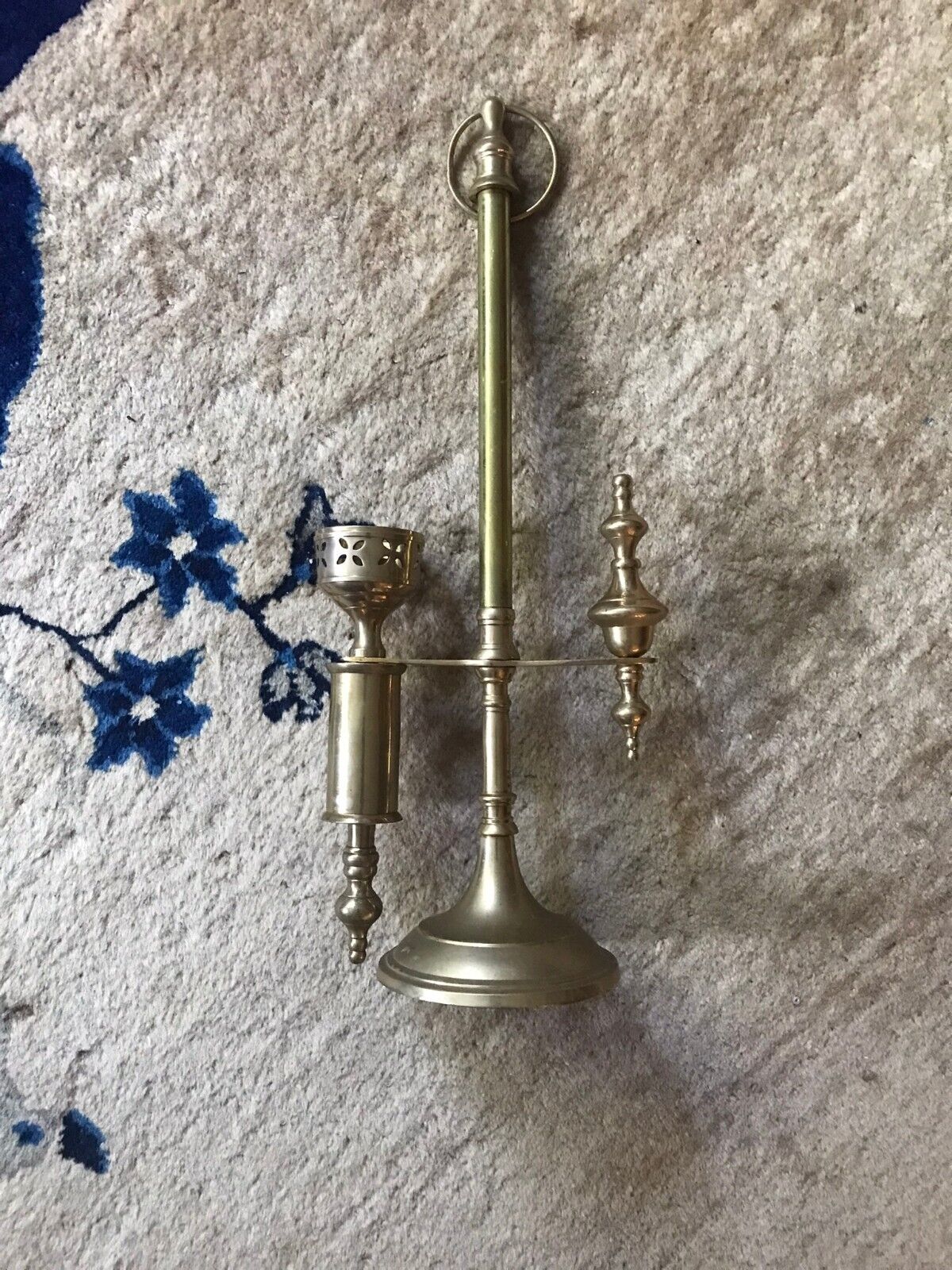 Vintage Candelabra Single Arm Brass Candle Holder 19'' Tall Manhattan Lamp Style