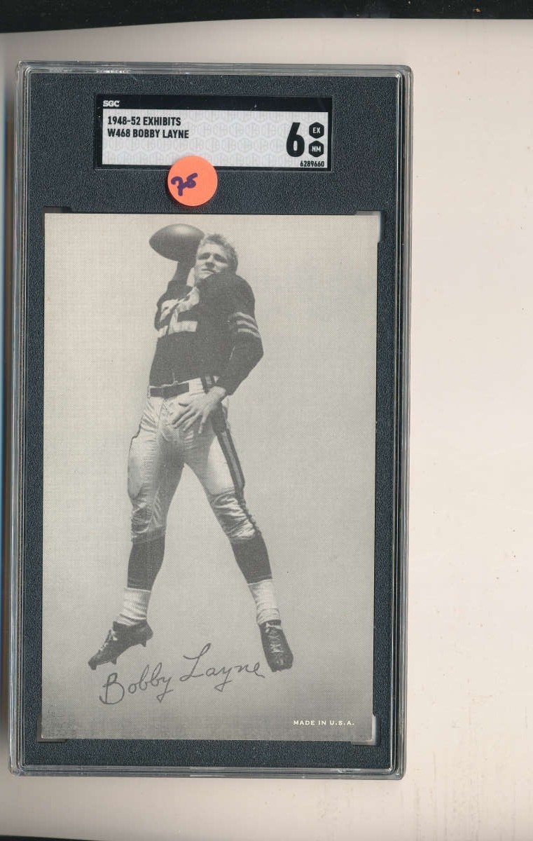 1948-exhibits w468 Bobby Layne Lions football exhibit card sgc 6 em