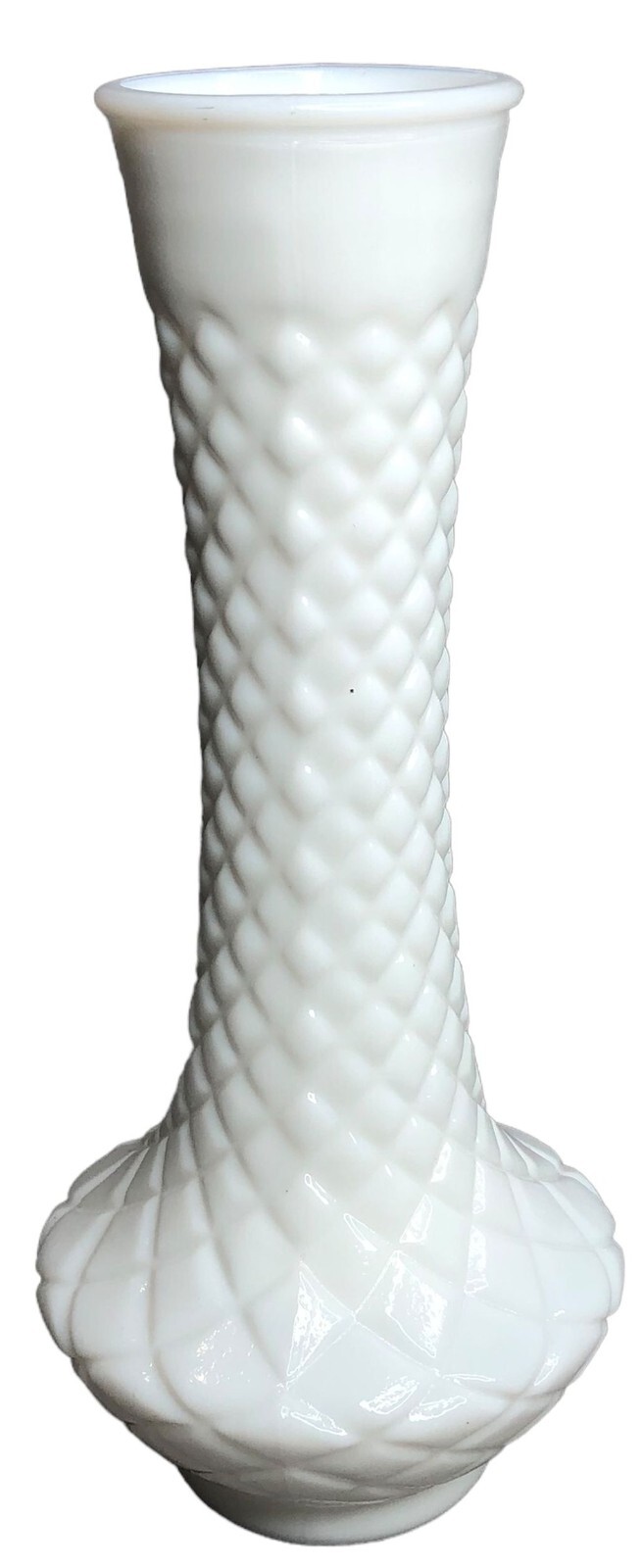Randall Milk Glass Diamond Quilt Vase 9\