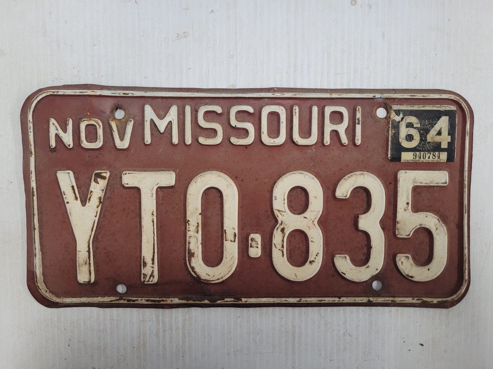 1964  Missouri License Plate Tag