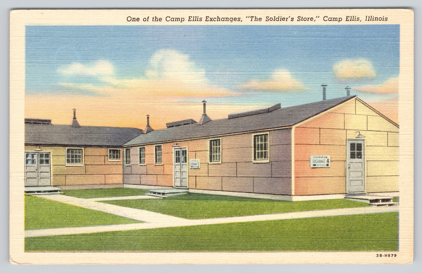 Camp Ellis IL Postcard Camp Ellis Exchanges Soldiers Store Illinois US Army WWII