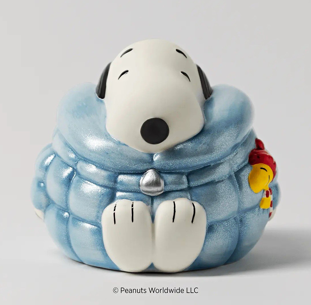 Scentsy Peanuts Snoopy & Woodstock Blue Resin Figurine Painted Puffer Jacket