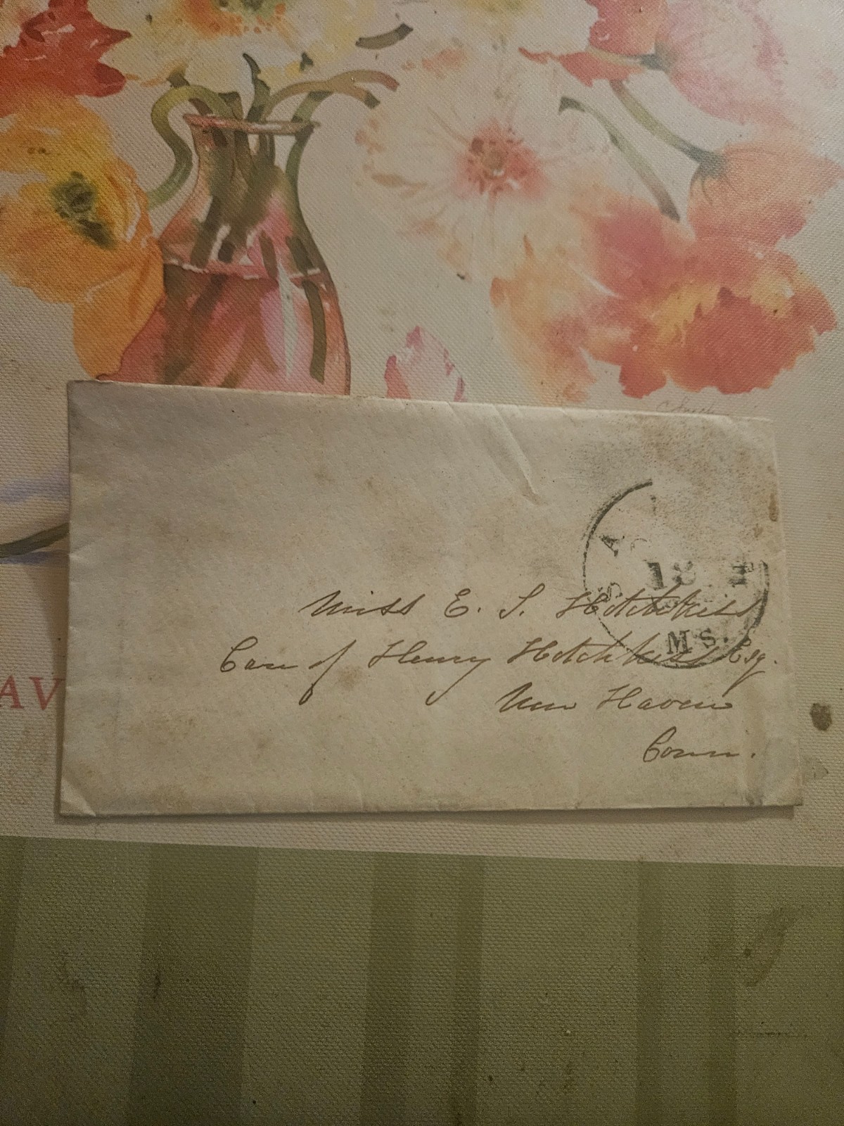 1851 ANTIQUE LETTER HOTCHKISS PRESCOTT NEW HAVEN CONNECTICUT