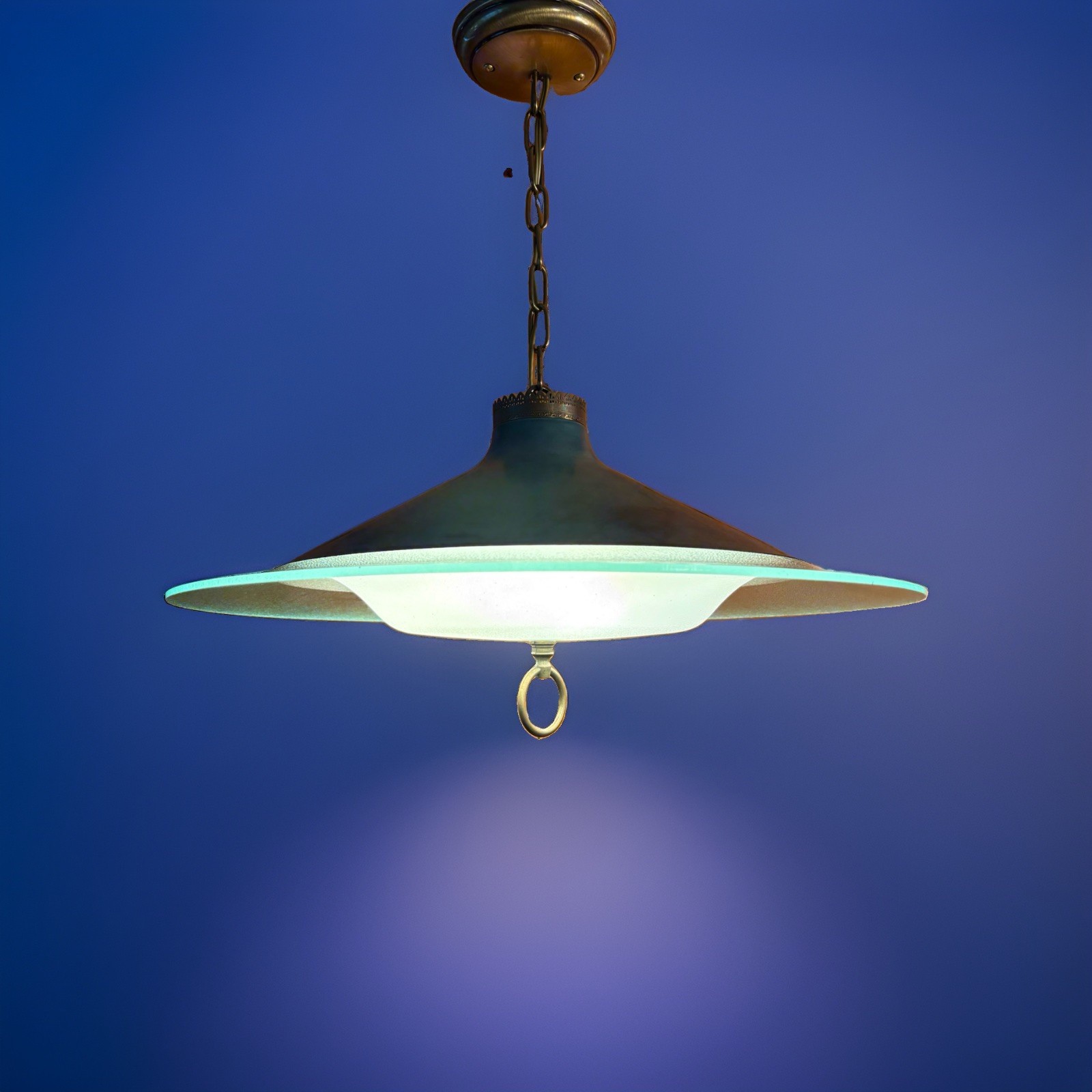Mid Century 1960s Atomic Large 20” Ceiling Light Chandelier Vintage UFO Saucer