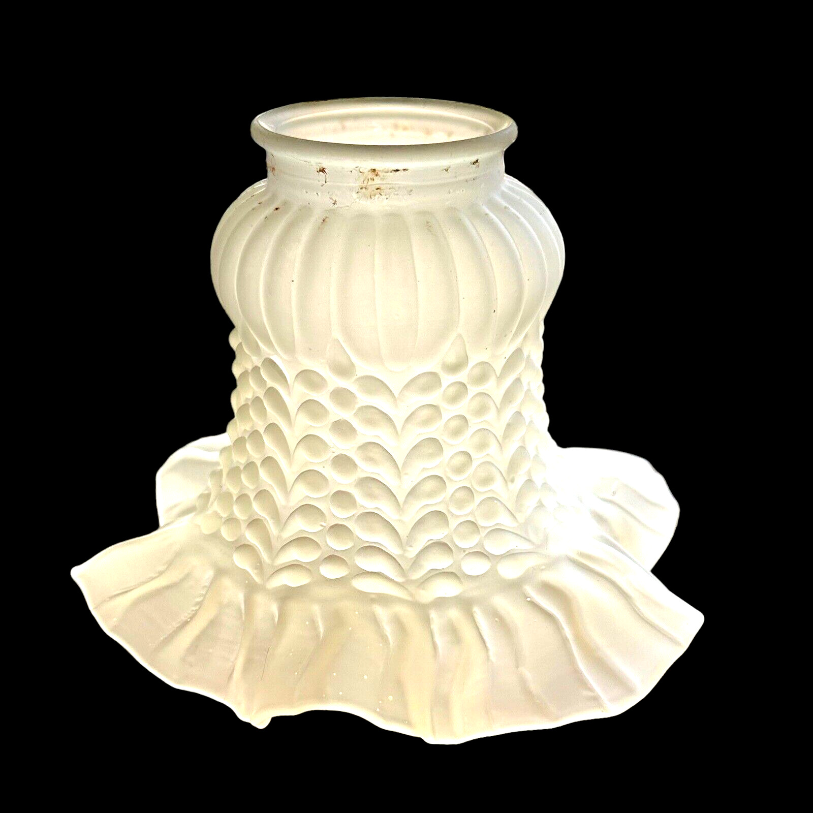Vtg Tulip Lamp Shade Frosted Glass Ruffle Edge White 2.25\