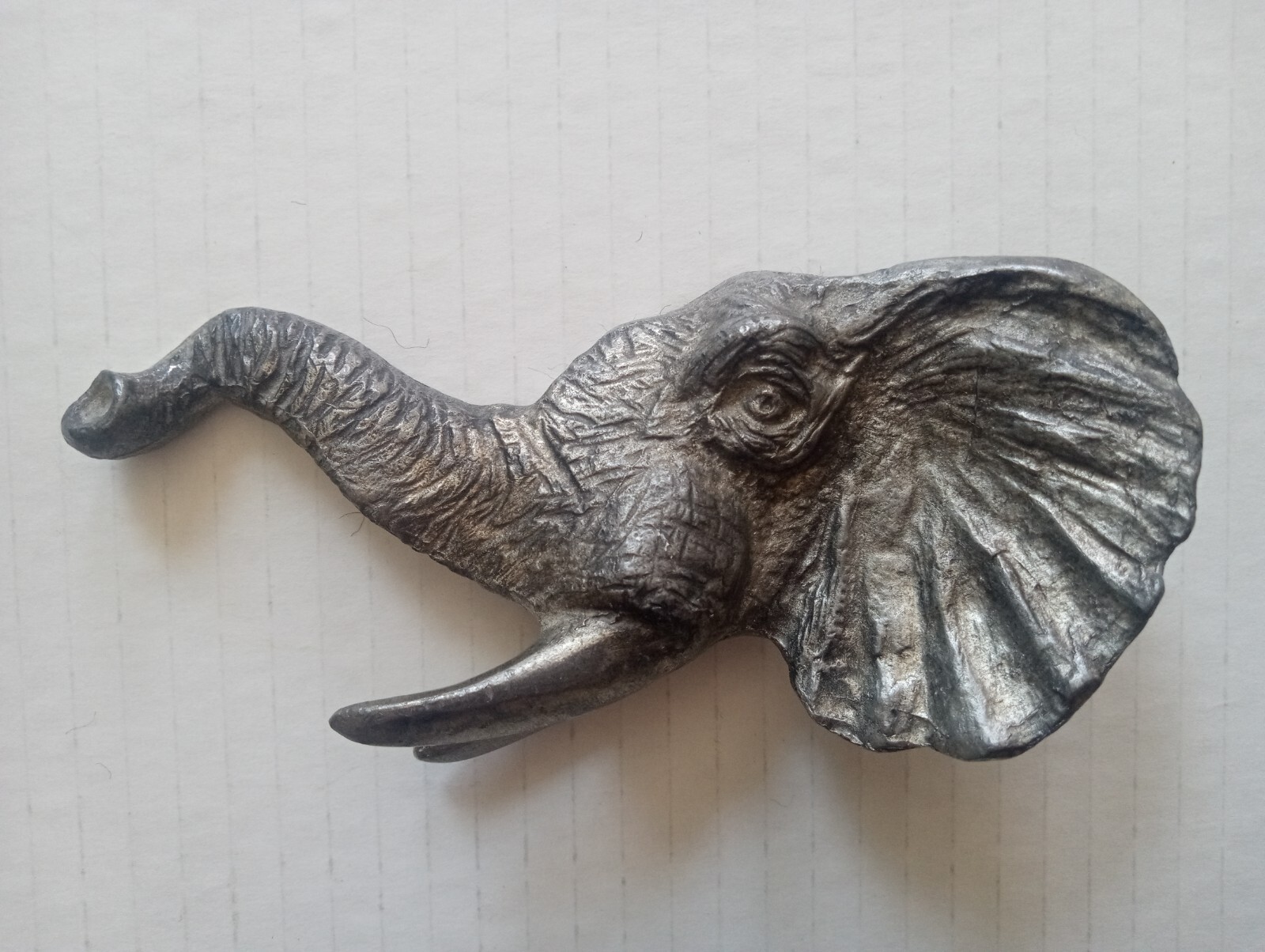 Cast Metal Elephant Head Paperweight