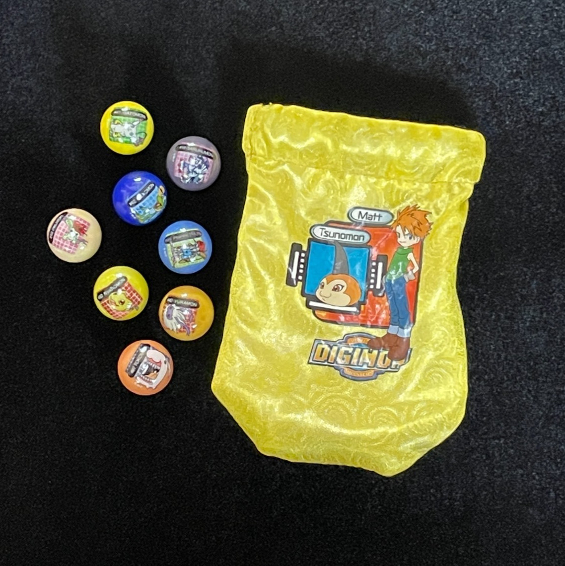 2001 Digimon Digital Monsters Marbles in Pouch