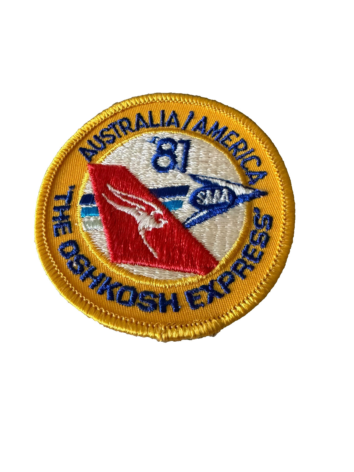 Vintage 1981 Qantas SAAA Oshkosh Express Patch Australia America 81 Aviation EAA