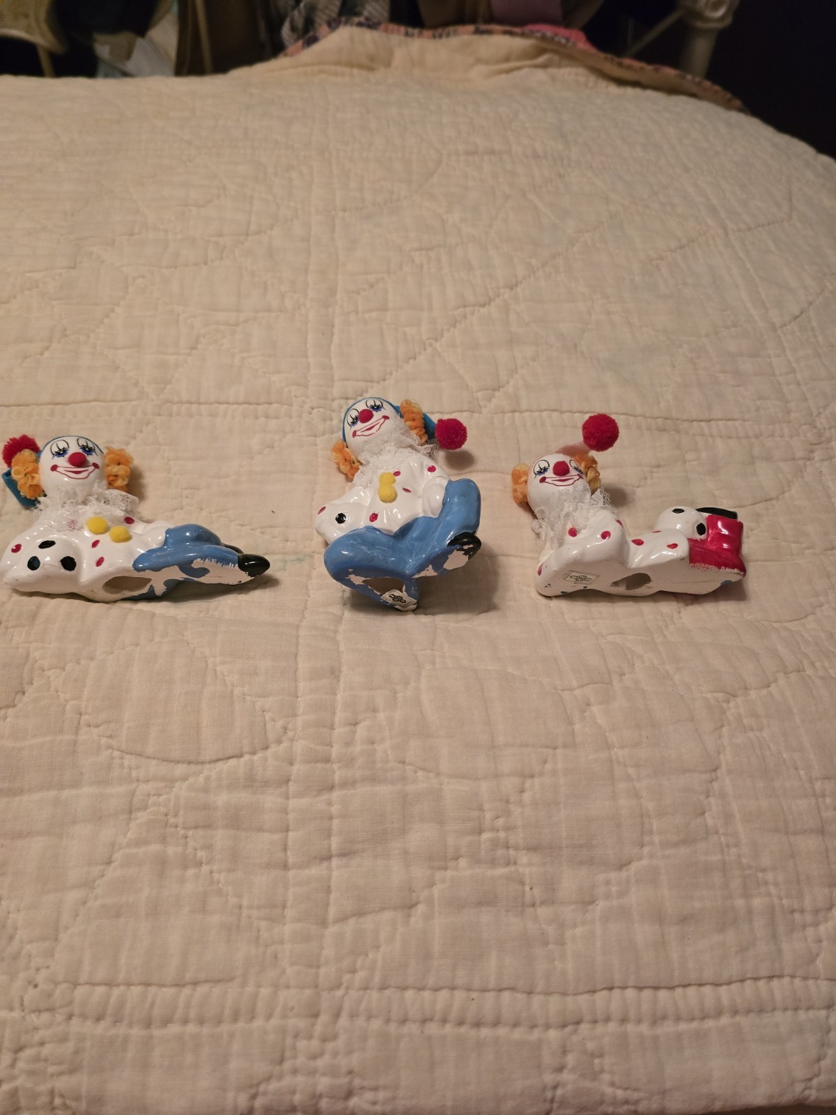 VINTAGE UGCC TAIWAN SET OF 3 PORCELAIN CLOWNS VINTAGE UGCC TAIWAN SET OF 3 PORCELAIN CLOWNS