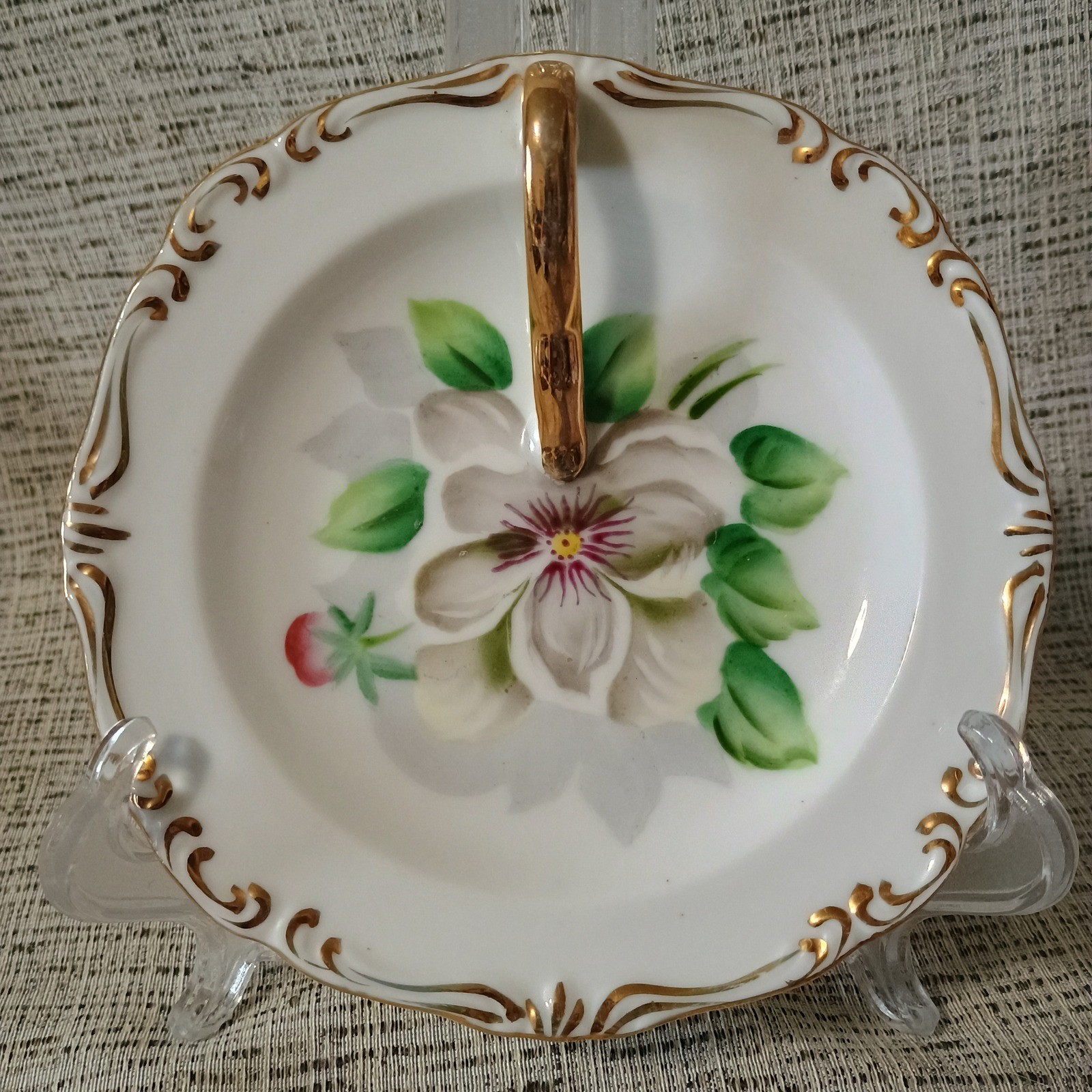 Vintage Rossetti Chicago Hand Painted Occupied Japan Floral Nappy Dish Gold Gilt Vintage Rossetti Chicago Hand Painted Occupied Japan Floral Nappy Dish Gold Gilt