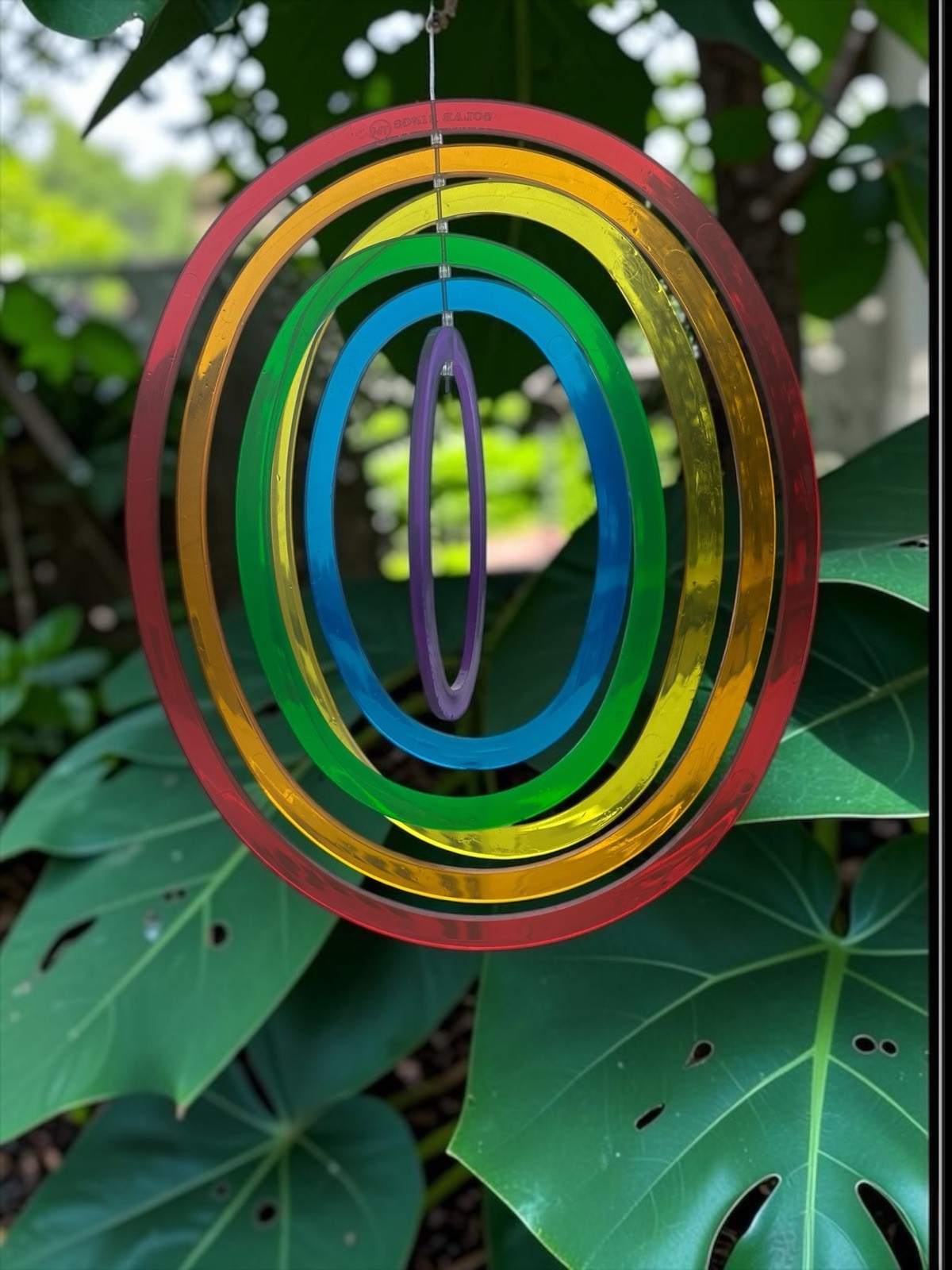 Vintage Rainbow Solar Rings Wind Spinner 14\