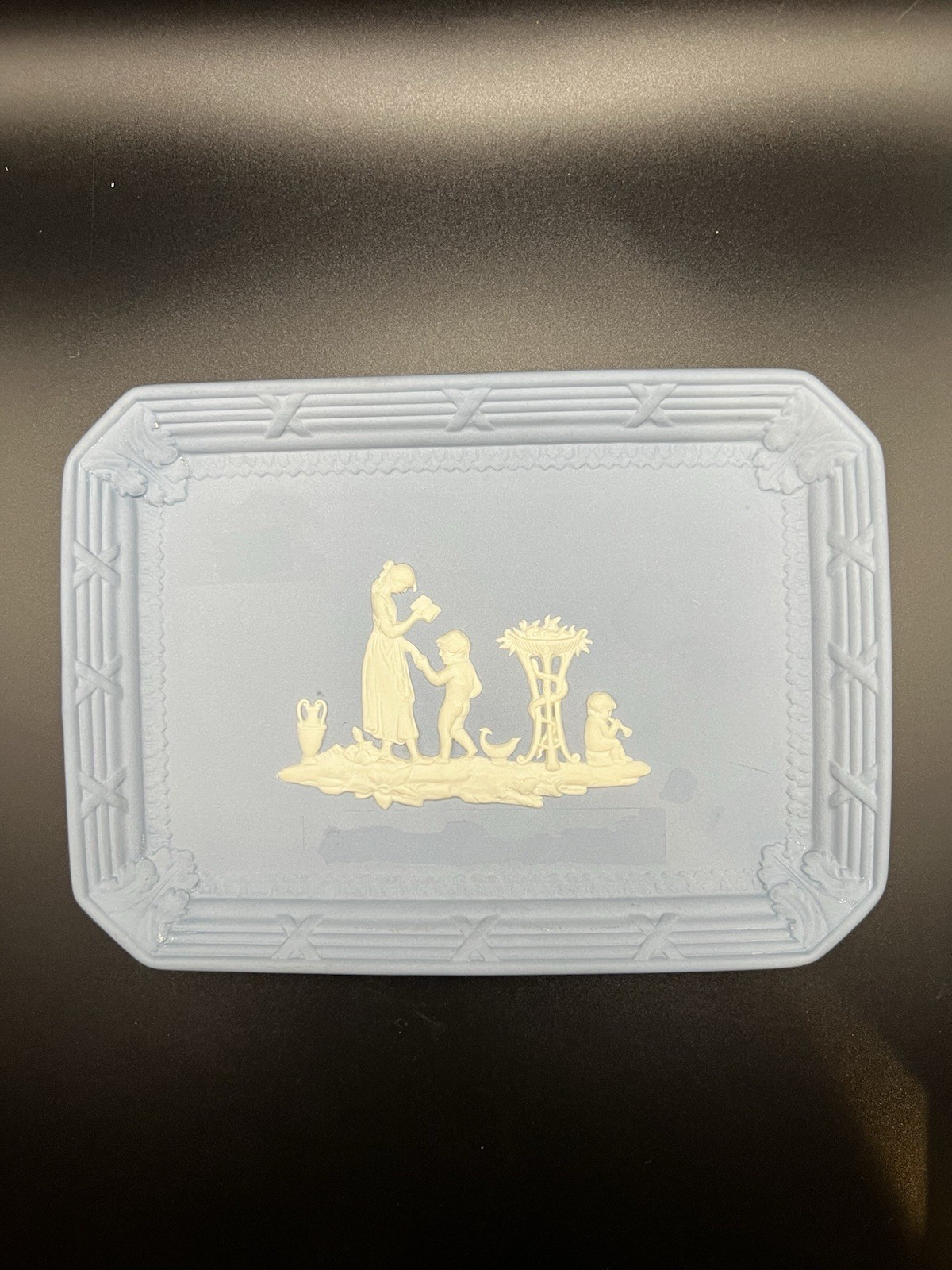 Vintage Wedgwood Blue Jasperware Lady Templetown Tray 7964 6.5” England