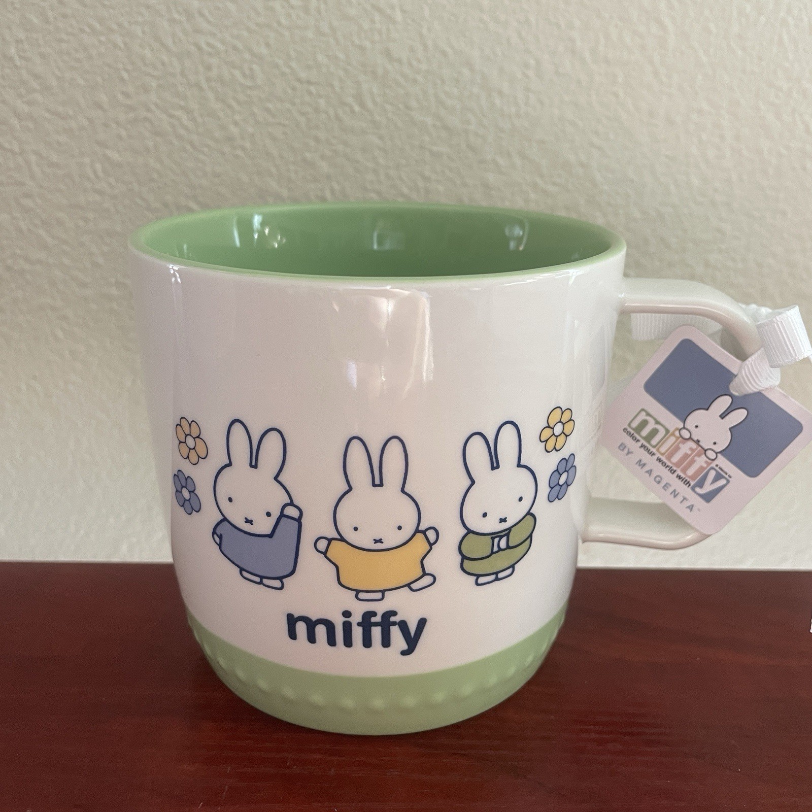 Miffy By Magenta Three Bunnies Coffee Mug 18oz Ceramic Green Interior Cute Cup