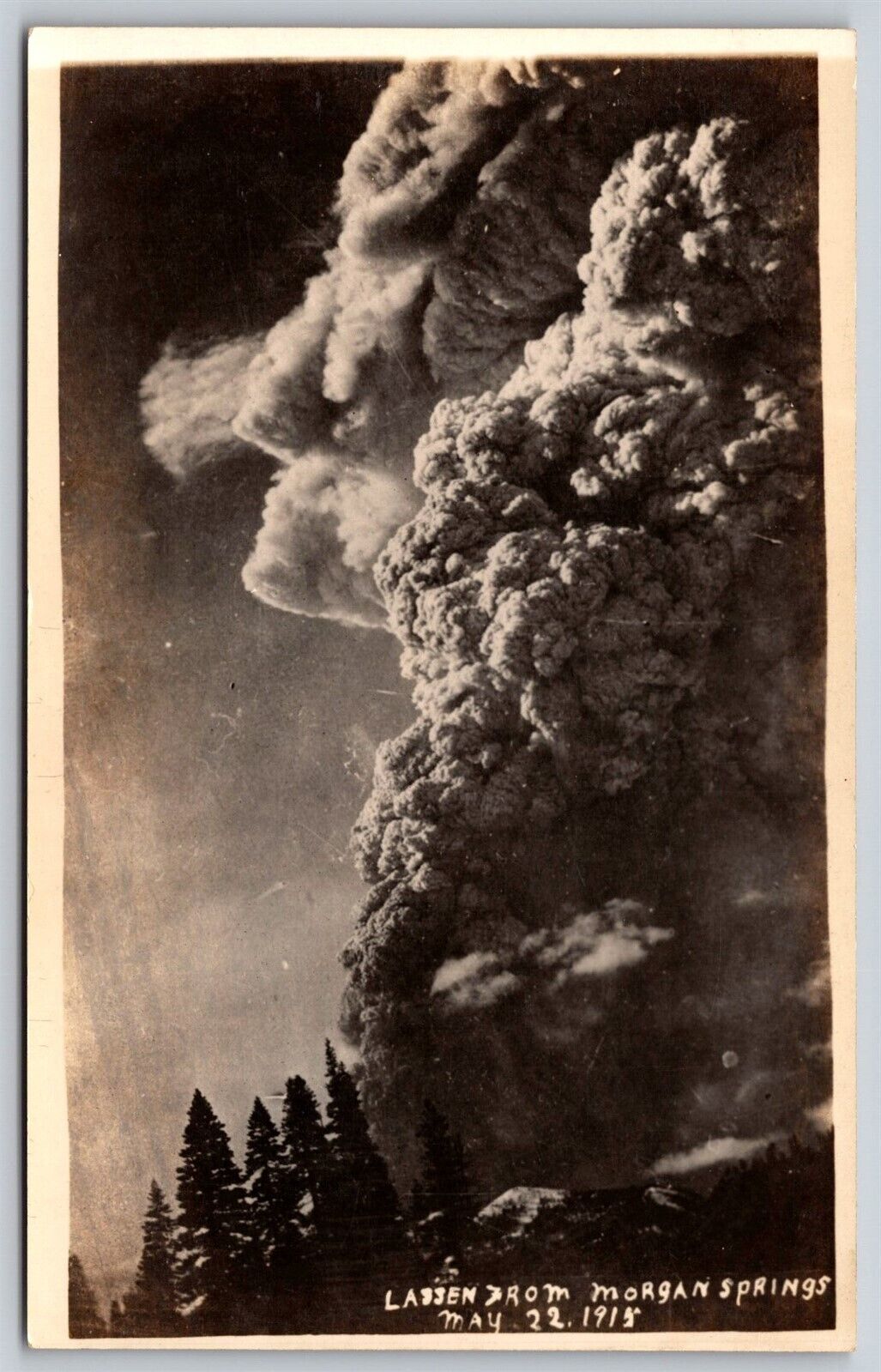 Postcard Mt Lassen from Morgan Springs May 22 1915 Volcanic Eruption RPPC E28