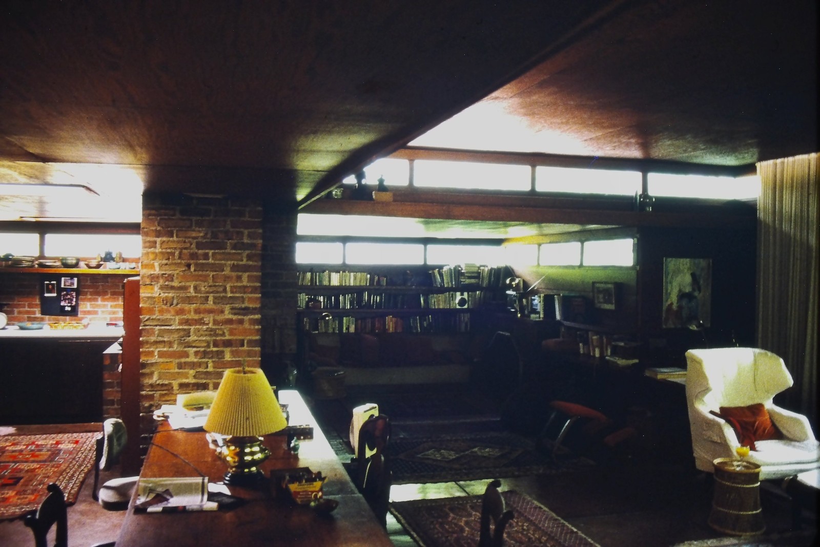c1970's 35mm Slide, Mid Century Modern Living Room Interior, Brick Fireplace c1970's 35mm Slide, Mid Century Modern Living Room Interior, Brick Fireplace