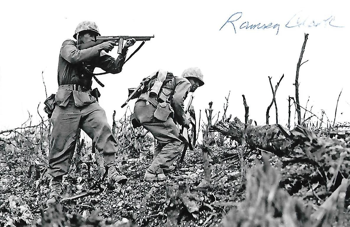 Ramsey Clark autographed 4x6 photo WW II Marine Attorney General Rare COA LOOK