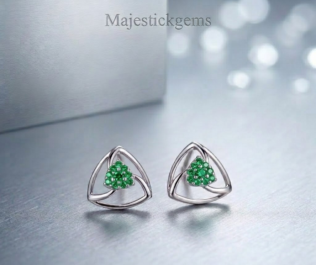 2 Ct Lab Grown Green  Diamond Stud Earrings 925 Sterling Silver  VVS1 Certified
