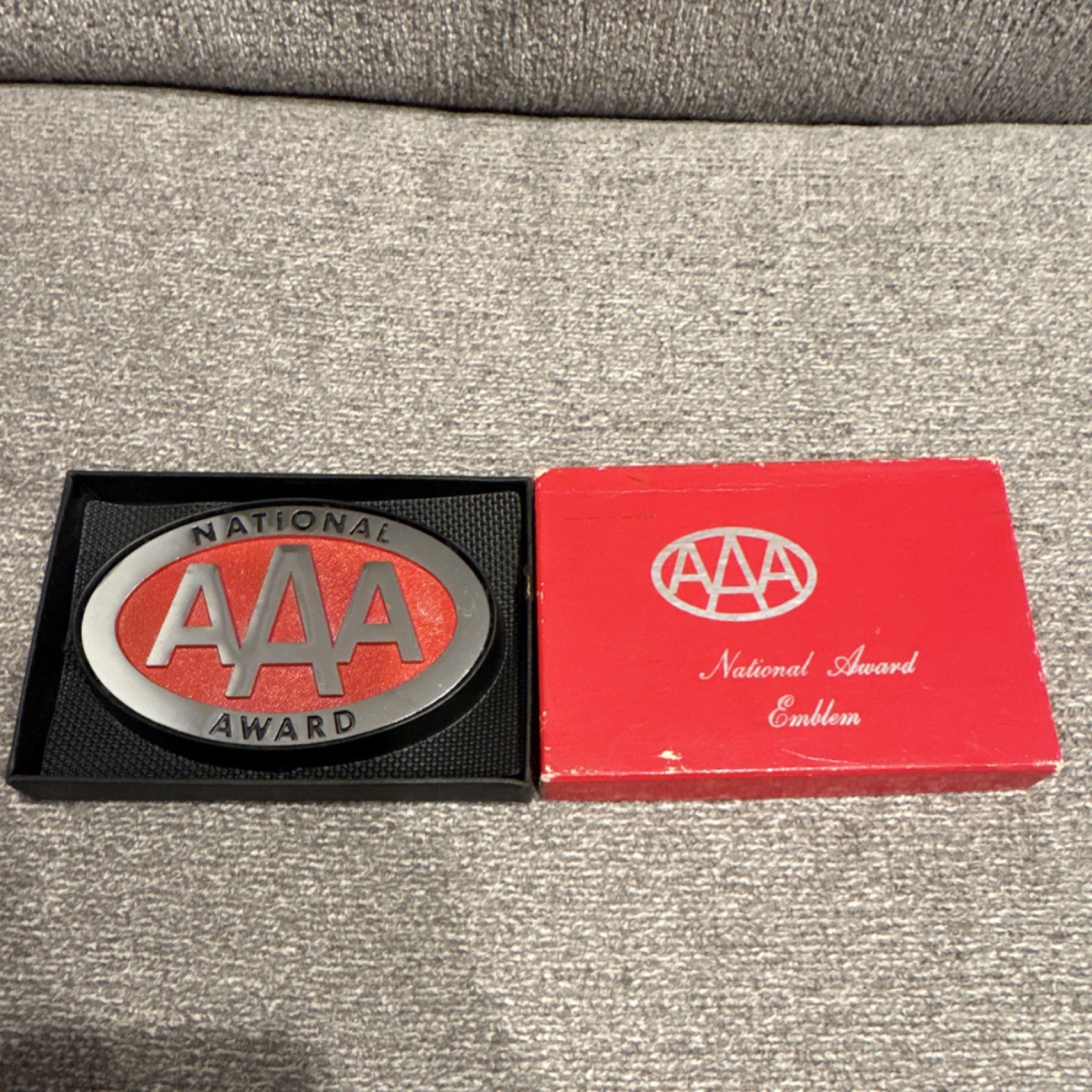 Vintage AAA National Award Enameled Emblem Badge Collectible Vehicle Badge w Box