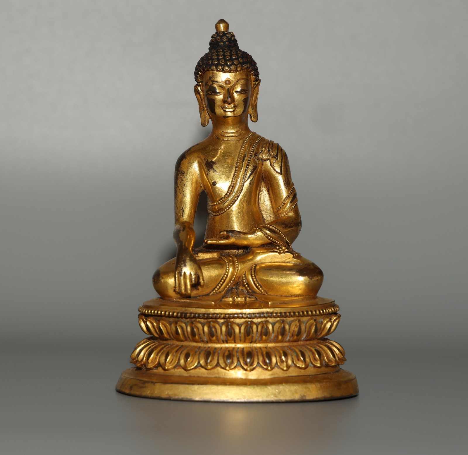 Wonderful Real Tibet Vintage Old Buddhist Gilded Copper Sakyamuni Buddha Statue