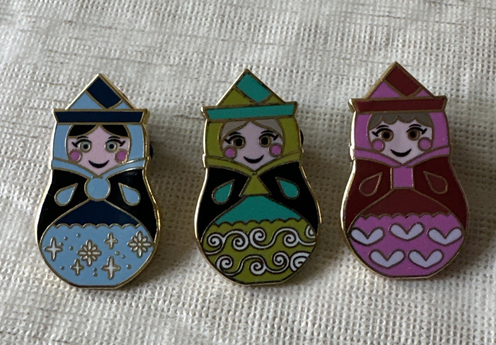 Disney Nesting Dolls Sleeping Beauty Fairies Flora Fauna Merryweather 3 Pins Set