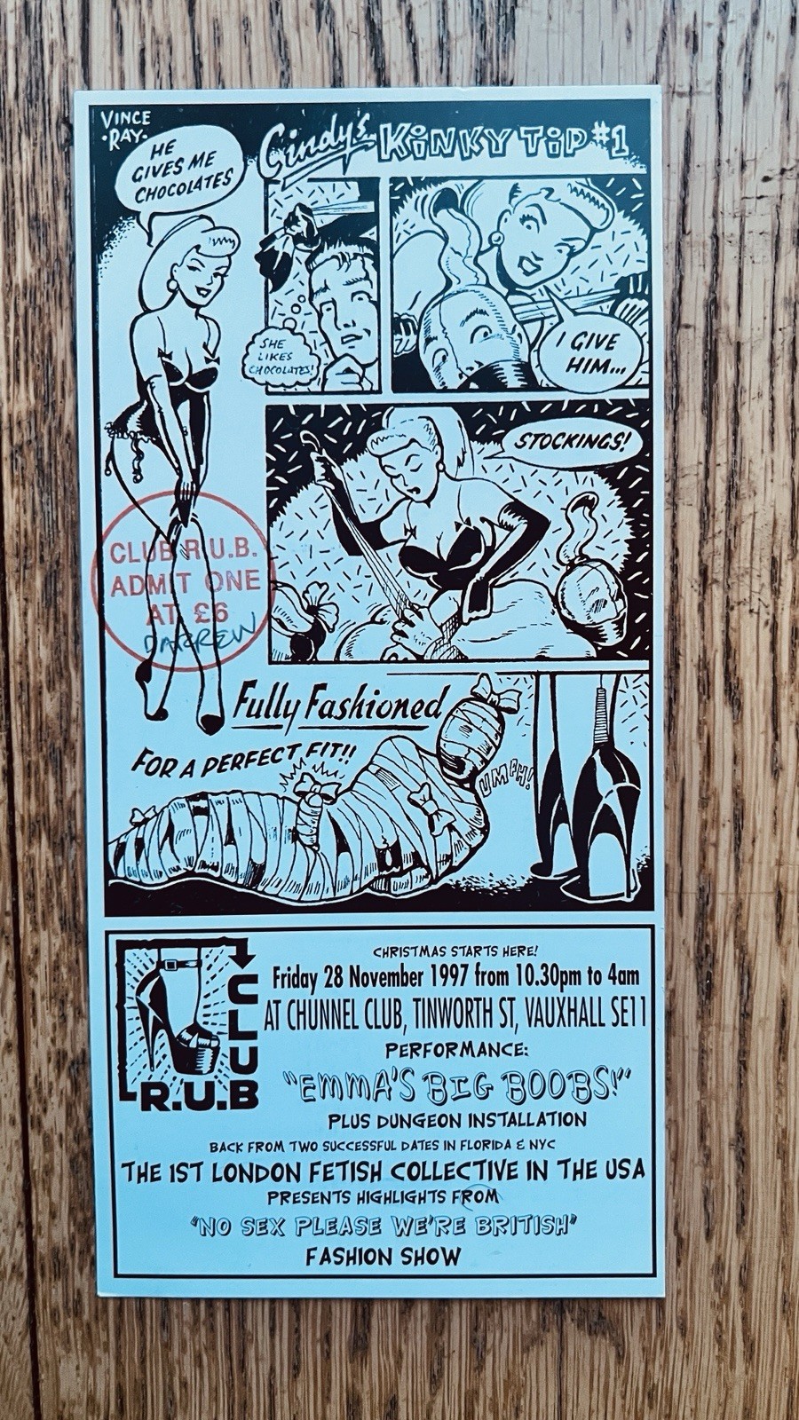 Rare Original 1990s London Club Archive: Club R.U.B. 13 Flyers Set By Vince Ray