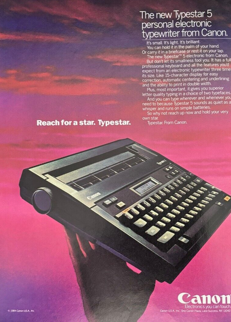 1984 Canon Typestar 5 Personal Electronic Typewriter vintage print ad