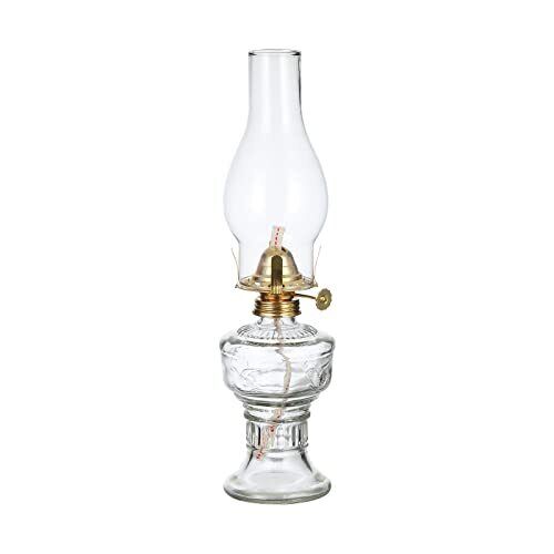 Oil Lamp Lantern 12.5\'\' Vintage Clear Glass Kerosene Lamp Chamber Oil Lamps for