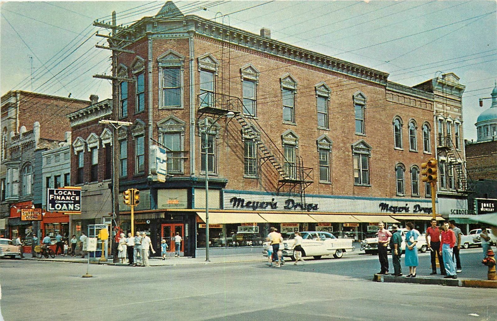 1950s Huntington Indiana Jefferson Market Street occupation Postcard 26-5634