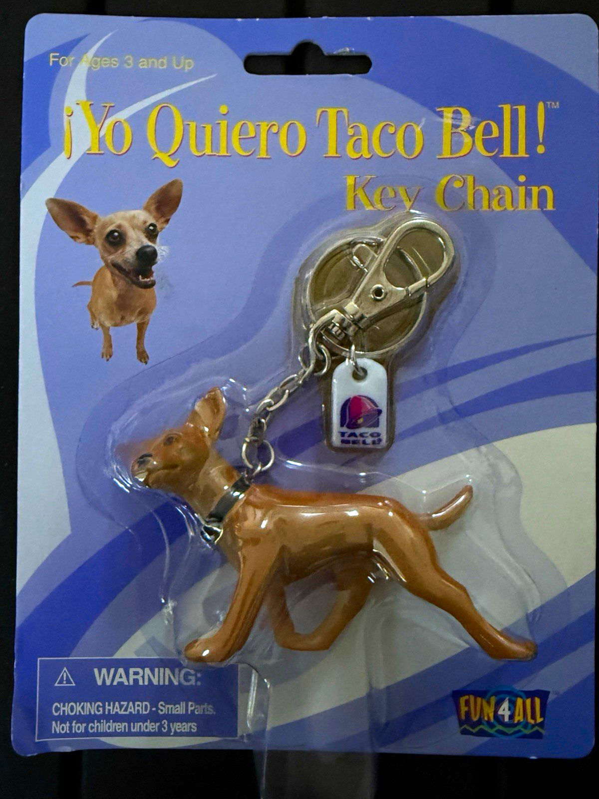 Vintage 1998 Yo Quiero Taco Bell Chihuahua Keychain NIP Fun-4-All #81125