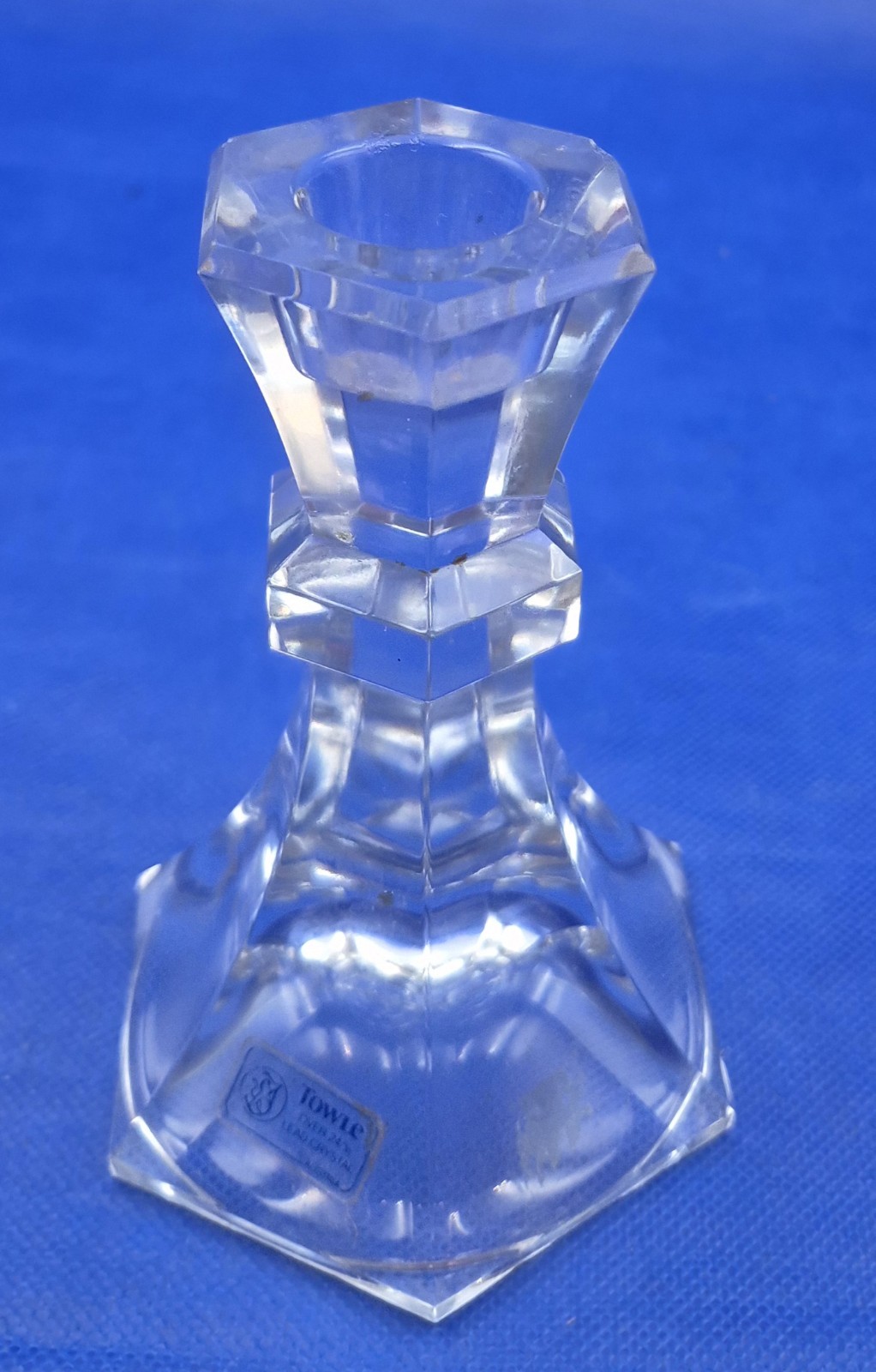Vintage Towle Austrian Lead Crystal Hexagonal Candle Holder 5