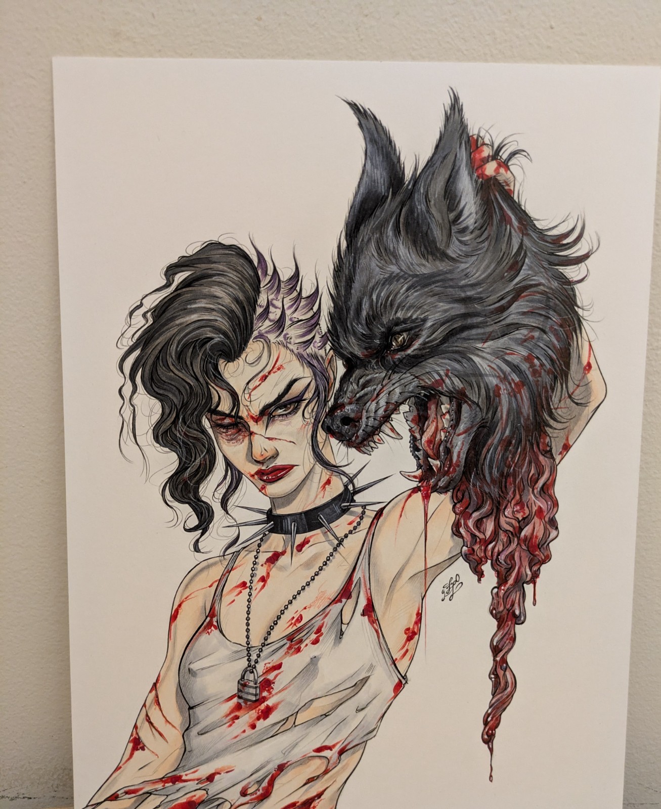 Zoe Lacchei Original Cover Art for No Heroine Issue #2. Trinity Comics 