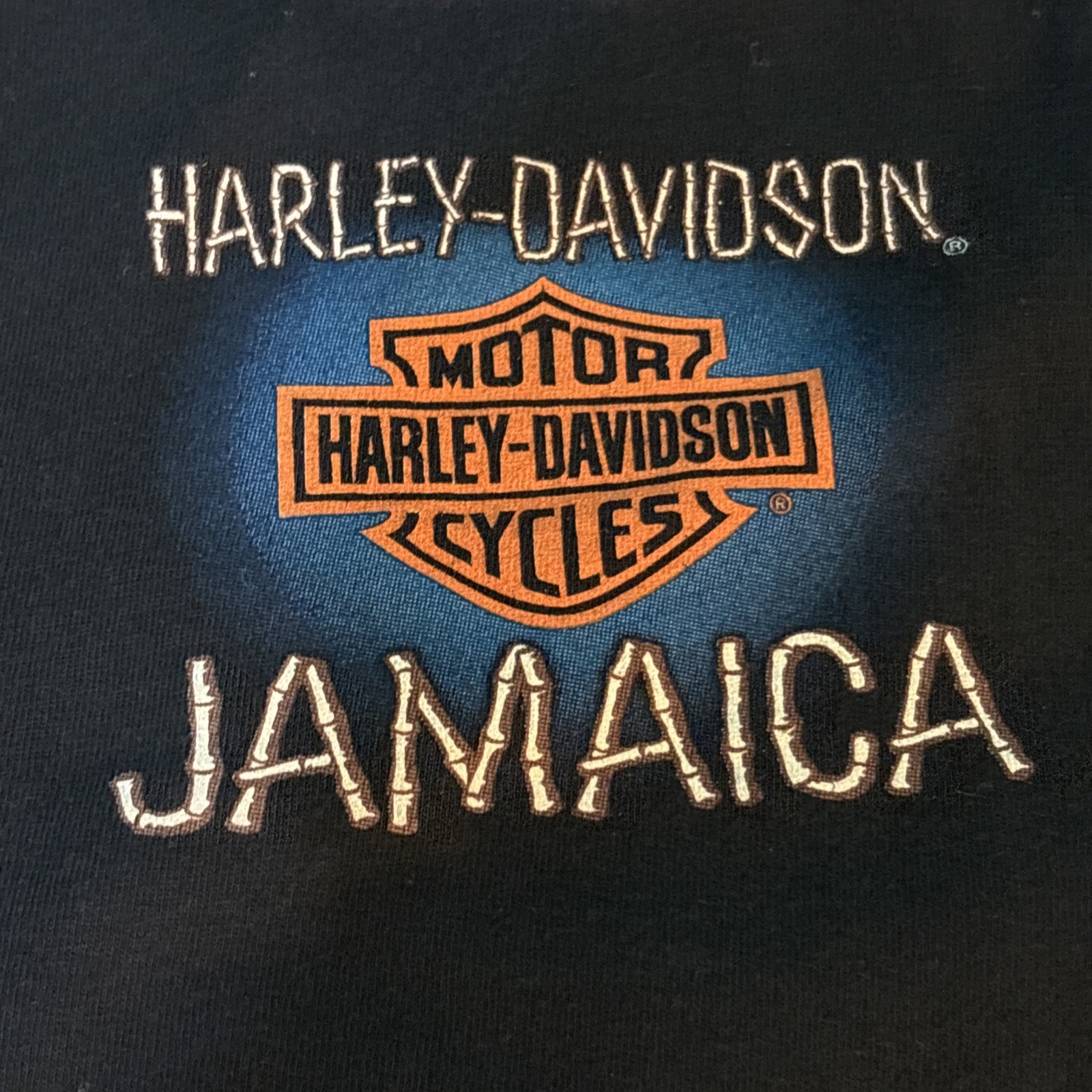 Vintage Excellent Y2K Harley Davidson Jamaica T(XL)Black BRIGHT Sunset Graphics