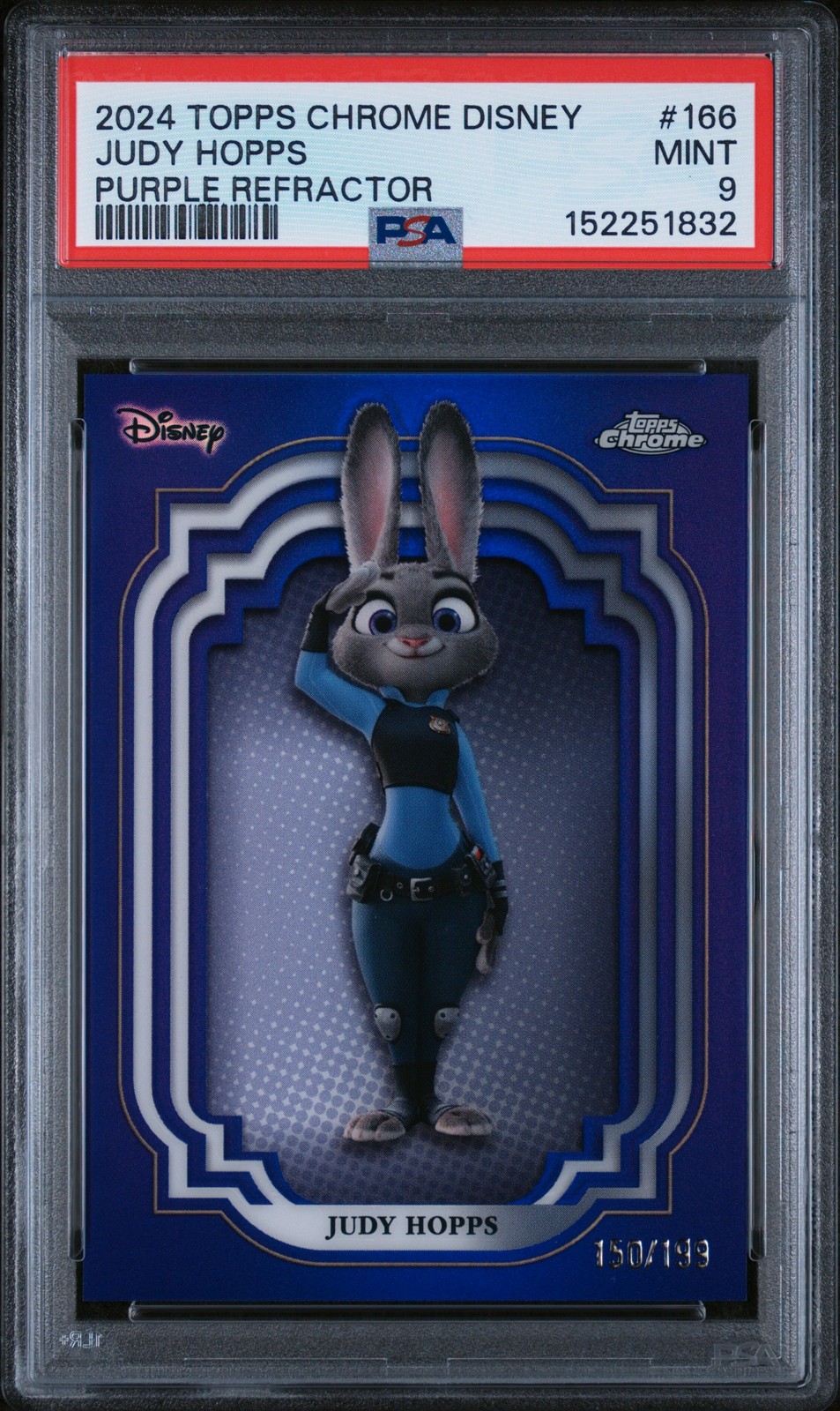 2024 Topps Chrome Disney #166 Judy Hopps Purple Refractor PSA 9